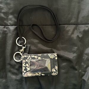 Vera Bradley Floral Black and White Wristlet Lanyard